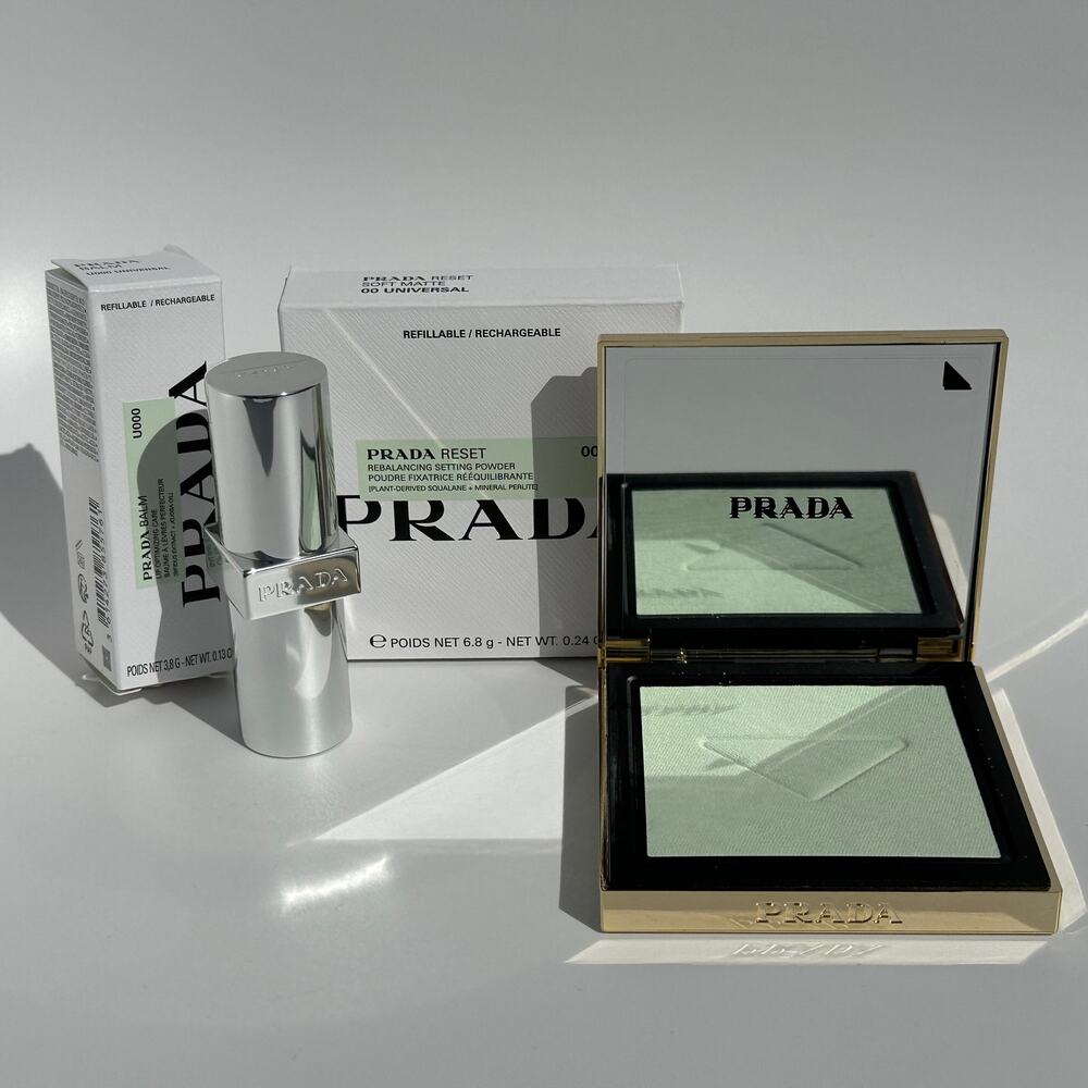 Prada Beauty Lip Optimizing Care Balm U000 & Reset Rebalancing Setting Powder 00